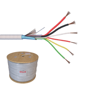 Cablu de alarma 6 fire ecranate + alimentare 2x0.75, cupru integral, 500m 6CUEF+2x0.75-T
